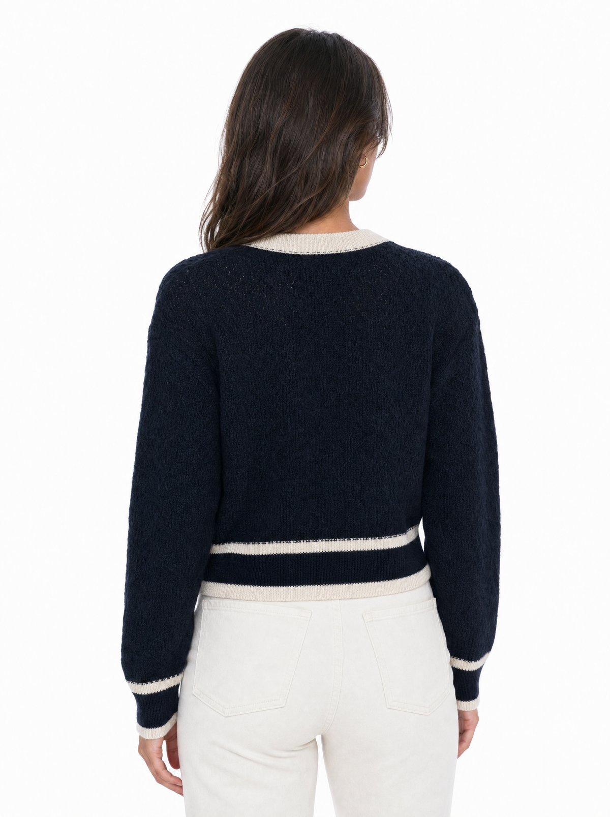 Cardigan bicolore à boutons nacrés
