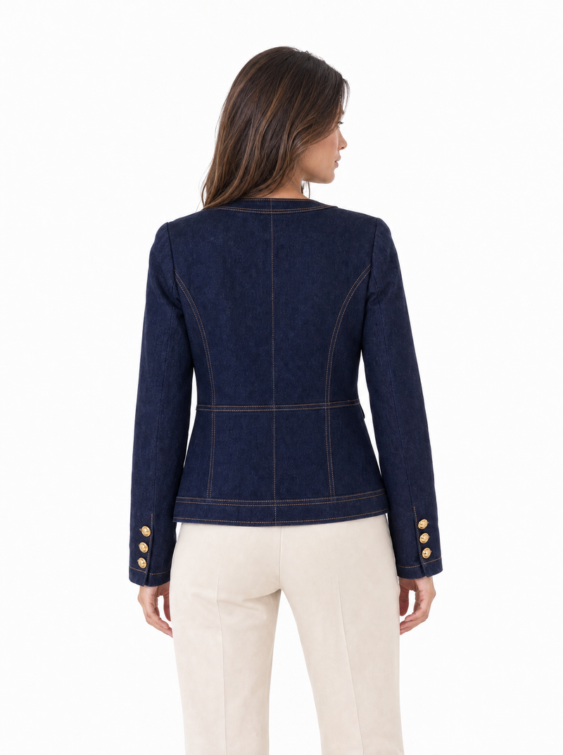 Veste en denim à boutons dorés