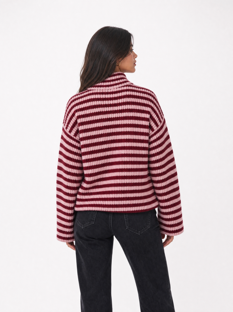 Pull rayé à col zippé